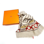 画像をギャラリービューアに読み込む, 【中古】エルメス HERMES ストール 柄 カシミヤ チェーン ベージュ系 h0506aq004207s

