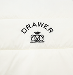 画像をギャラリービューアに読み込む, 【中古】Drawer ノベルティ クラッチバッグ 白 ダウン風 ホワイト ロゴ入り 未使用 j0209y0016
