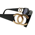 将图片加载到图库查看器，【中古】シャネル CHANEL サングラス 黒フレーム ロゴ金具 色付きレンズ ブラック 黒 i0717lq00399
