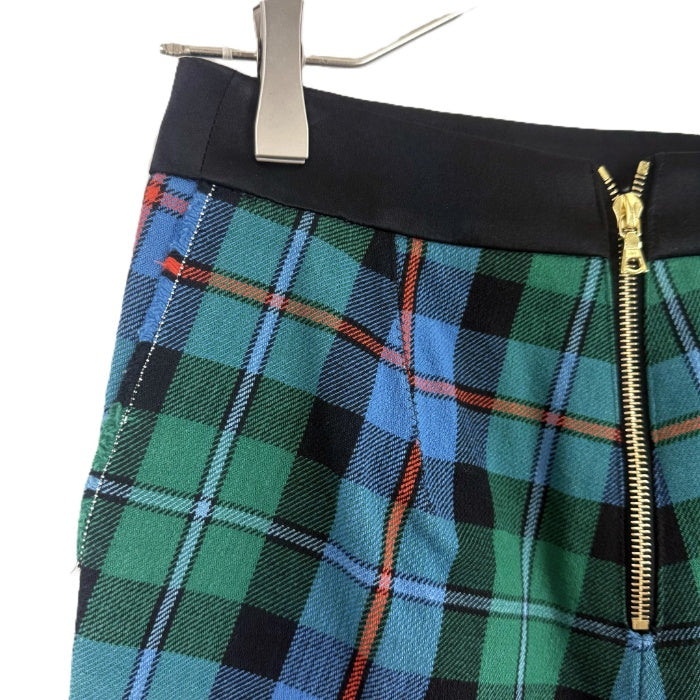 【中古】ドゥロワー Drawer スカート チェック柄 オレンジ混 ひざ丈 コットン グリーン ブルー ブラック i0507m0040