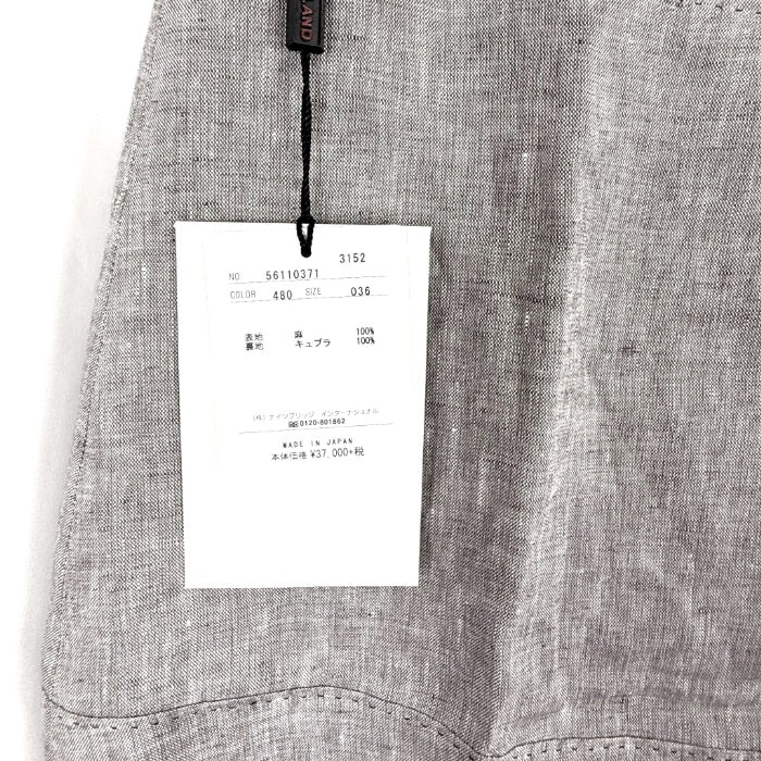 【中古】オールドイングランド OLD ENGLAND ひざ丈リネンスカート 台形 ベージュ ライトブラウン系 i0703n0095