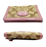 Load image into Gallery viewer, 【中古】コーチ COACH 二つ折り財布 シグネチャー ピンク コンパクト ウォレット i0724lq0160
