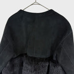 画像をギャラリービューアに読み込む, 【中古】Drawer ドゥロワー ムートンコート ブラック ファー切替 ノーカラー 羊革 i1219h003114
