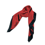 Load image into Gallery viewer, 【中古】イヴサンローラン Yves Saint Laurent スカーフ 大判 ロゴ柄 光沢 レッド ブラック i0606aq0166
