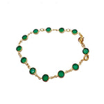 画像をギャラリービューアに読み込む, 【中古】スワロフスキー SWAROVSKI ブレスレット ゴールド×グリーン ストーン チェーン レディース アクセサリー i0810oq02430
