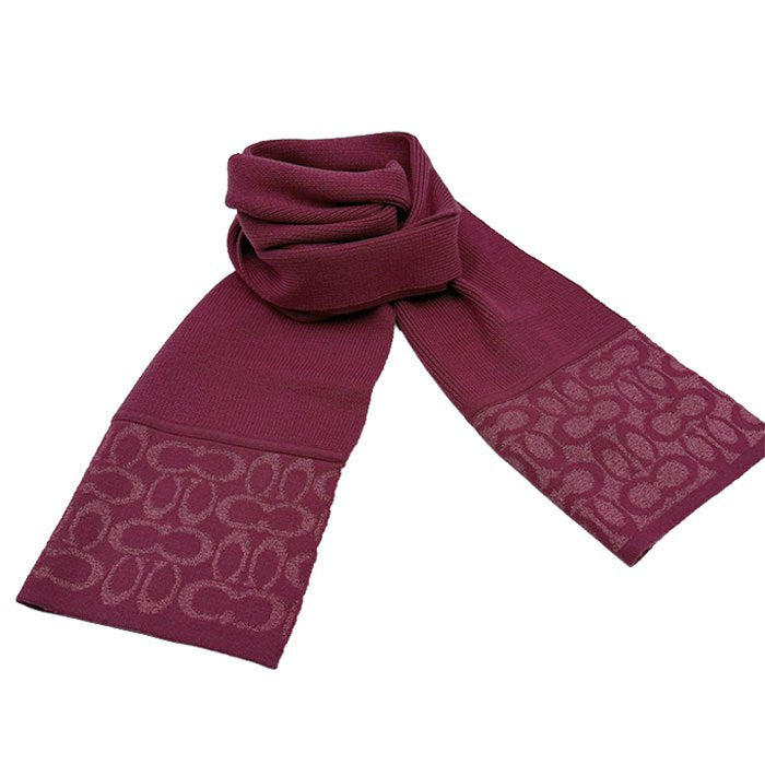 【中古】COACH コーチ マフラー ニット ストール 防寒 ボルドー i0410wq0345