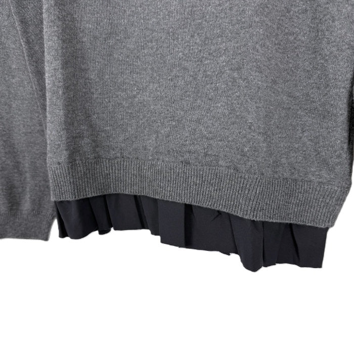 【中古】ヨーコチャン YOKO CHAN クルーネックニット 裾フリル 切り替え グレー ネイビー 紺 i0703n02312