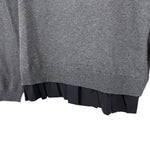 将图片加载到图库查看器，【中古】ヨーコチャン YOKO CHAN クルーネックニット 裾フリル 切り替え グレー ネイビー 紺 i0703n02312
