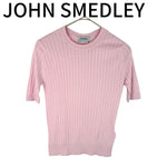 画像をギャラリービューアに読み込む, 【中古】ジョンスメドレー JOHN SMEDLEY ニット 半袖 リブ コットン ピンク j0910h0036
