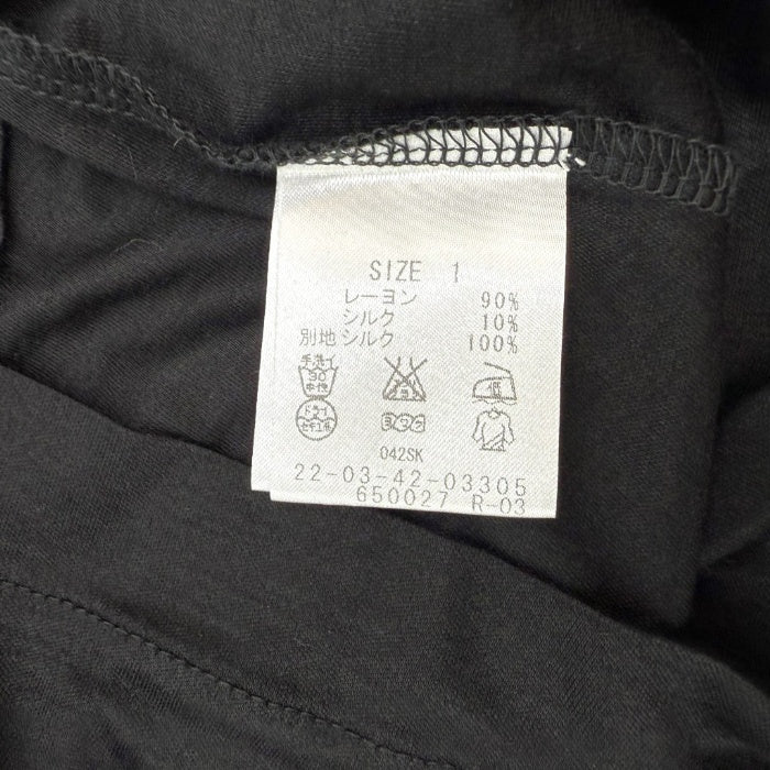 【中古】デプレ DES PRES 半袖カットソー そで口シアー素材 切り替え 透け感 ブラック 黒 i0807n0226