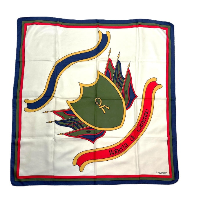【中古】ロベルタディカメリーノ Roberta di Camerino スカーフ ロゴ おしゃれ オフホワイト レッド カーキ ネイビー i0727tq0113