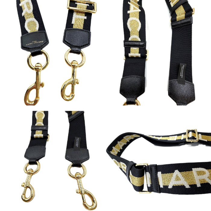 【中古】マークジェイコブス MARC JACOBS ショルダーストラップ ロゴ ラメ ゴールド ブラック ホワイト i0724lq00722