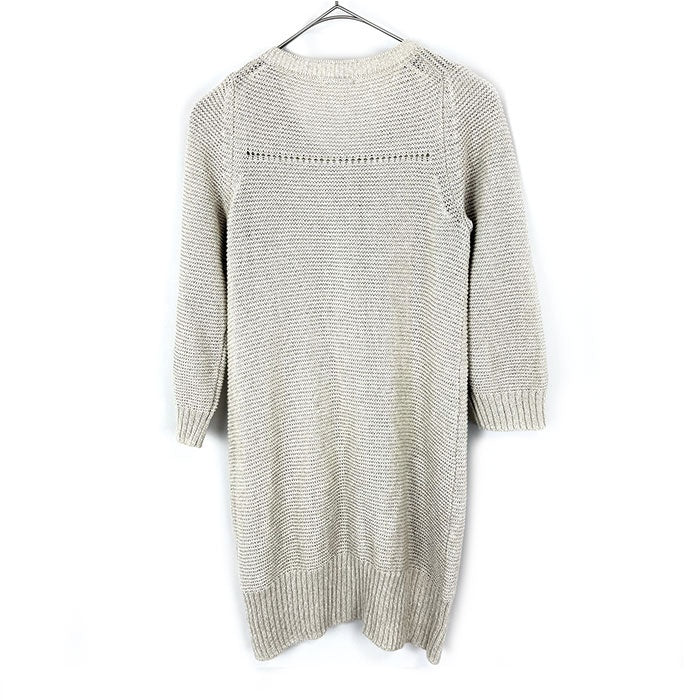 【中古】ノーリーズ NOLLEY'S ロングカーディガン 七分袖 ざっくり編み 透け感 生成り ベージュ系 i0213n0113