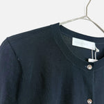 将图片加载到图库查看器，【中古】ノーリーズソフィー NOLLEY&#39;S sophi クルーネックカーディガン シンプル 薄手 透け感 ネイビー 紺 i0417m0033
