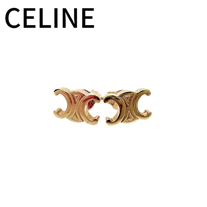 中古】セリーヌ CELINE トリオンフ ピアス ゴールドカラー ロゴ