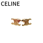 画像をギャラリービューアに読み込む, 【中古】セリーヌ CELINE トリオンフ ピアス ゴールドカラー ロゴ スタッドピアス j0805dq012358

