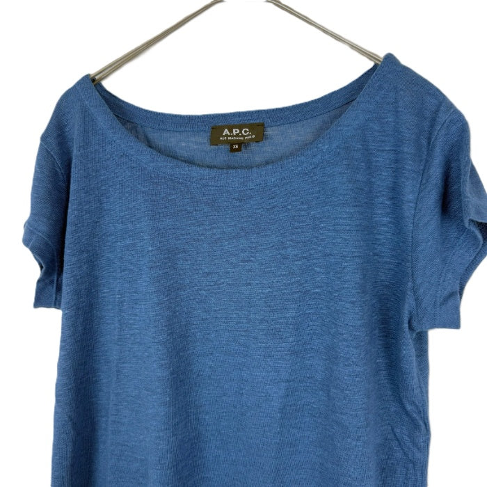 【中古】アーペーセー A.P.C. リネンカットソー 麻 半袖 杢ブルー 青 i0703n0215