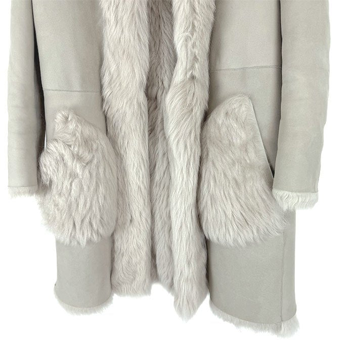 【中古】Drawer ドゥロワー ムートンコート ファーコンビ リバーシブル ロングコート i1020h006108