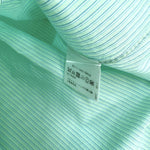 画像をギャラリービューアに読み込む, 【中古】シャルベ Charvet フロントフリルノーカラーシャツ ブラウス ピンストライプ チェック ライトブルーグリーン i0619a00452
