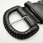 Load image into Gallery viewer, 【中古】Paul Stuart 編み込み レザーベルト ブラック ポールスチュアート 本革 メッシュベルト i0731wq0123
