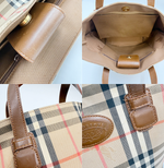 将图片加载到图库查看器，【中古】BURBERRY バーバリー ノバチェック トートバッグ ベージュ ロゴ i0922lq01038
