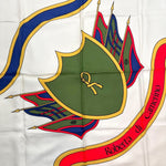 将图片加载到图库查看器，【中古】ロベルタディカメリーノ Roberta di Camerino スカーフ ロゴ おしゃれ オフホワイト レッド カーキ ネイビー i0727tq0113
