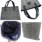 Load image into Gallery viewer, 【中古】ドゥロワー Drawer ノベルティトートバッグ 縦長 ヘリンボーン ロゴ刺しゅう ブラック ホワイト ネイビー i0501k00410
