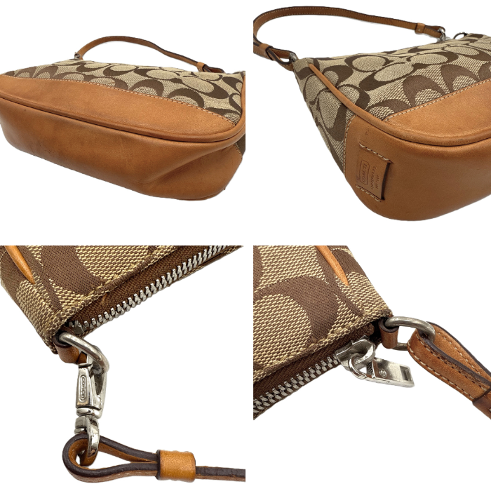 【中古】コーチ COACH ミニバッグ アクセサリーポーチ シグネチャー レザー ブラウン系 i0718aq00838