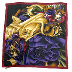 画像をギャラリービューアに読み込む, 【中古】ケンゾー KENZO スカーフ 花柄 シルク ダークカラー ワインレッド ブラック i0619wq0385
