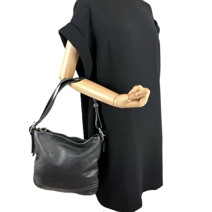 【中古】コーチ COACH ワンショルダーバッグ レザー タッセル付き ステッチ おしゃれ ブラック 黒 i0731wq02310