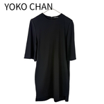 画像をギャラリービューアに読み込む, 【中古】ヨーコチャン YOKO CHAN ワンピース 40 ブラック 5分袖 クルーネック ドレス シンプル j0817t00715

