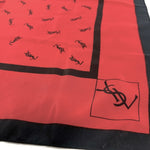 Load image into Gallery viewer, 【中古】イヴサンローラン Yves Saint Laurent スカーフ 大判 ロゴ柄 光沢 レッド ブラック i0606aq0166

