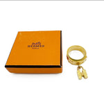 Load image into Gallery viewer, 【中古】エルメス HERMES スカーフリング  ケリー カデナチャーム レザー×ゴールド金具 オレンジ i0810oq018115
