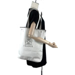 将图片加载到图库查看器，【中古】ドゥロワー Drawer ノベルティトートバッグ 縦長 ヘリンボーン 内側防水 ライトベージュ グレー i0512y00412
