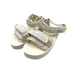 画像をギャラリービューアに読み込む, 【中古】スイコック suicoke 厚底サンダル Drawer別注 ツイード ストラップ ラメ糸 アイボリー 白系 i0722h00160
