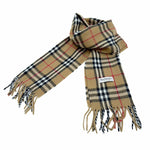 画像をギャラリービューアに読み込む, 【中古】BURBERRY バーバリー マフラー ノバチェック ベージュ フリンジ ウール i1124tq01512
