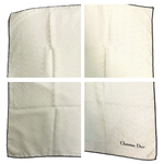 将图片加载到图库查看器，【中古】クリスチャンディオール Christian Dior スカーフ ロゴ生地 光沢 アイボリー ネイビー i0601oq00328
