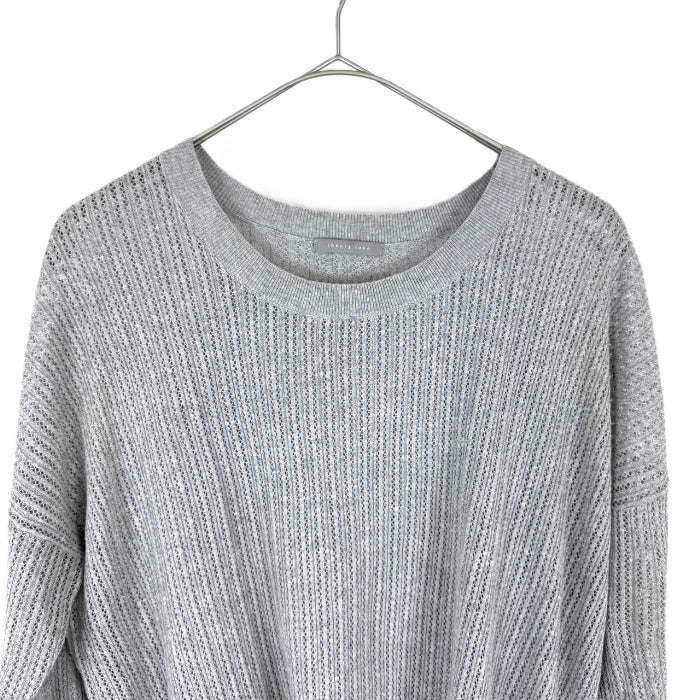 【中古】セオリーリュクス Theory luxe カギ編みリネンニット 七分袖 透け感　ライトグレー i0818n0134