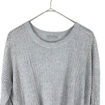 将图片加载到图库查看器，【中古】セオリーリュクス Theory luxe カギ編みリネンニット 七分袖 透け感　ライトグレー i0818n0134
