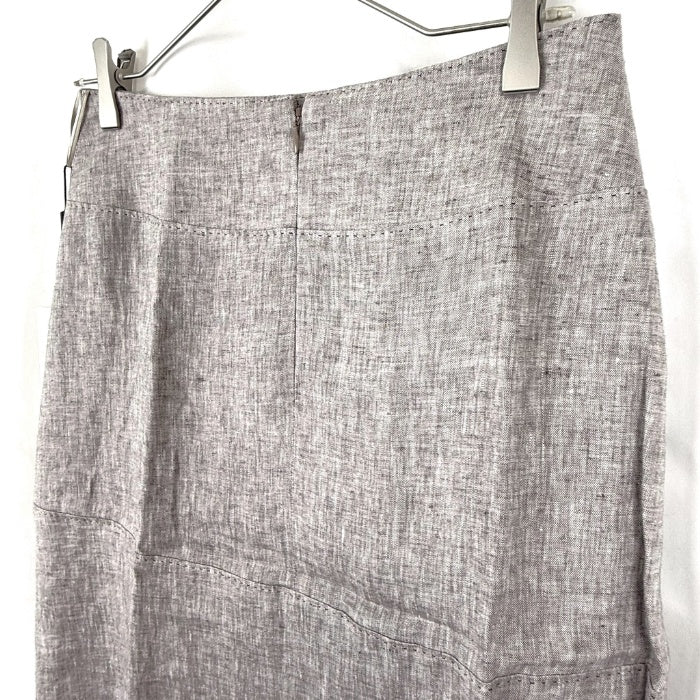 【中古】オールドイングランド OLD ENGLAND ひざ丈リネンスカート 台形 ベージュ ライトブラウン系 i0703n0095