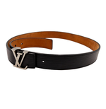 画像をギャラリービューアに読み込む, 【中古】Louis Vuitton ルイヴィトン サンチュール ベルト ブラック LVバックル i1029pq019180
