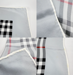 将图片加载到图库查看器，【中古】BURBERRY バーバリーズ スカーフ グレー チェック柄 シルク100% 大判 i0907oq02330
