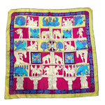 将图片加载到图库查看器，【中古】エルメス HERMES スカーフ 塔門 TORANA 柄 カラフル おしゃれ マルチカラー くすみライトグリーン系 i0810oq00680
