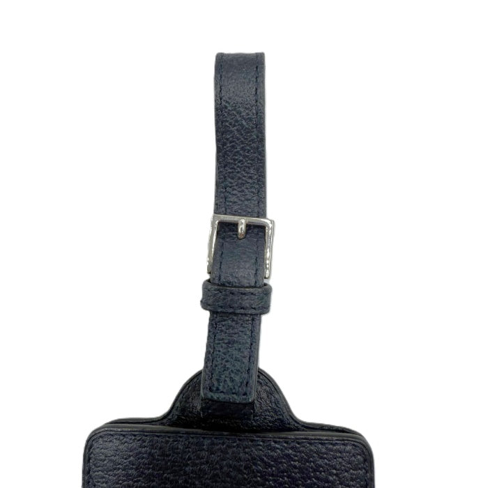 【中古】ブルガリ BVLGARI ネームタグ レザー シンプル ネイビー 紺 i0627aq0206