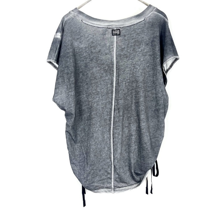 【中古】ジースターロゥ G-STAR RAW Tシャツ フレンチスリーブカットソー 襟ぐり広め 色ムラ加工 グレー系 g1120m014