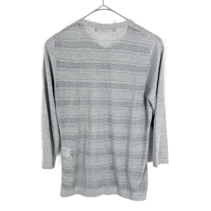 【中古】セオリーリュクス Theory luxe 七分袖カーディガン バックレース編み 透け感 ライトグレー i0807n0025