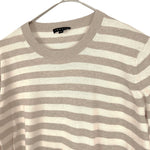 将图片加载到图库查看器，【中古】セオリー Theory ボーダーニット クルーネック コットン カシミヤ 薄手 アイボリー ベージュ i0703n0114
