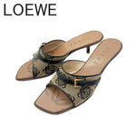 Load image into Gallery viewer, 【中古】ロエベ LOEWE サンダル ミュール アナグラム 総柄 ベージュ ブラック j0712oq009155
