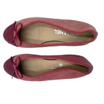 Load image into Gallery viewer, 【中古】シャネル CHANEL フラットシューズ キャンバス レザー リボン くすみレッド 赤系 i0627aq008185
