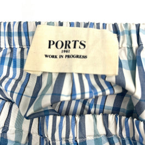 【中古】ポーツ 1961 PORTS 1961 スカート チェック柄 セミタイト ウエストゴム シルク 薄手 ブルー系 g0629k028